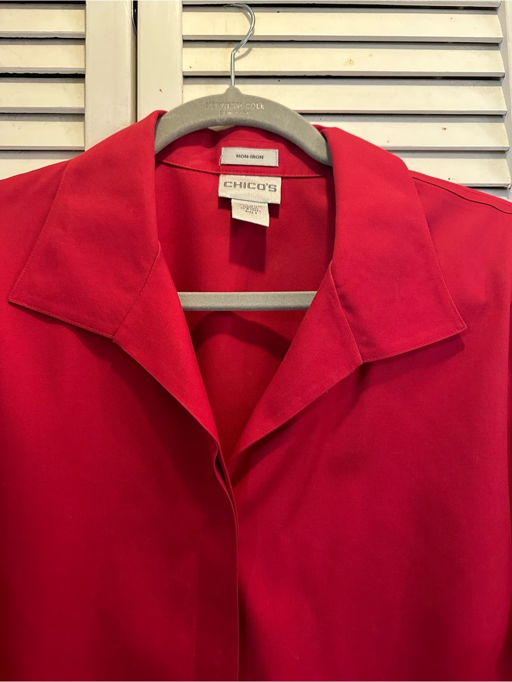 Chico's Red Collared Button-Up Blouse